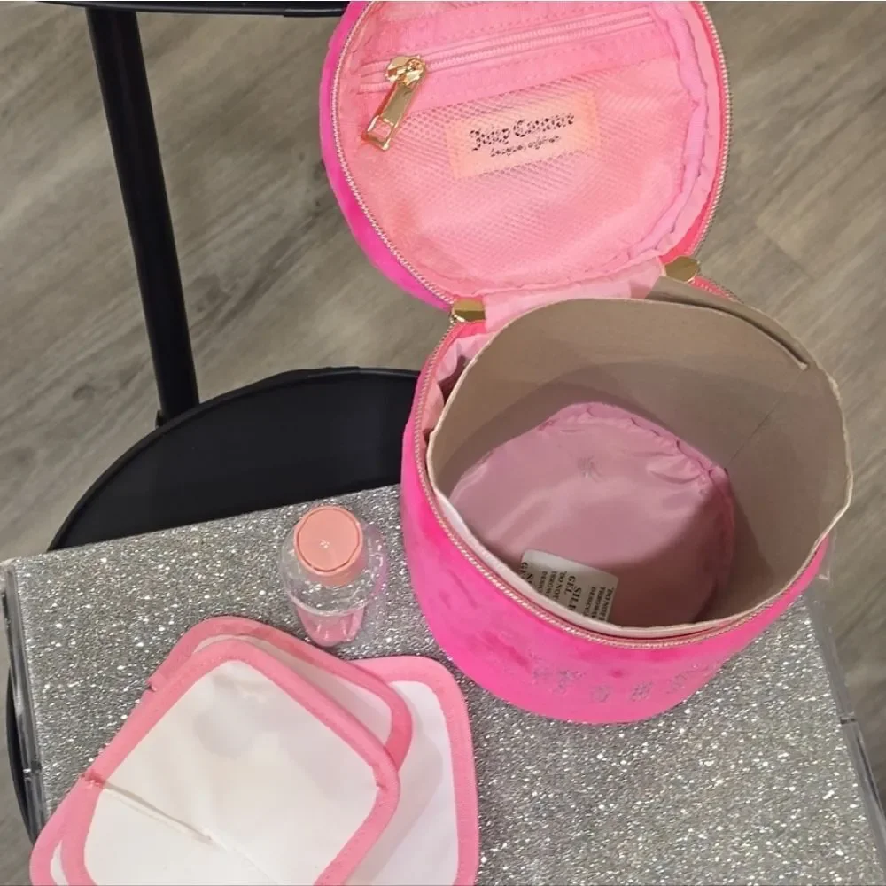 Juicy Couture‎ Rhinestone Logo Velour Cylinder Cosmetic Bag